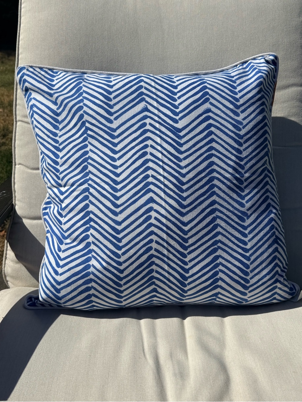 Oliphant Blue and White Block printed Cotton Pillow Cover - 3 available NWT